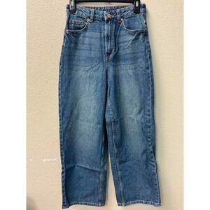 H&M Divided Women's High Waisted Wide Leg Jeans Medium‎ Wash Denim Pants Size 0